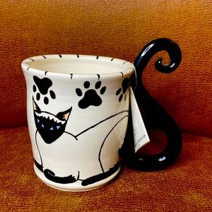 April Gadler signed Caffe Cat Pottery Black Cat 
Coffee Mug 16oz